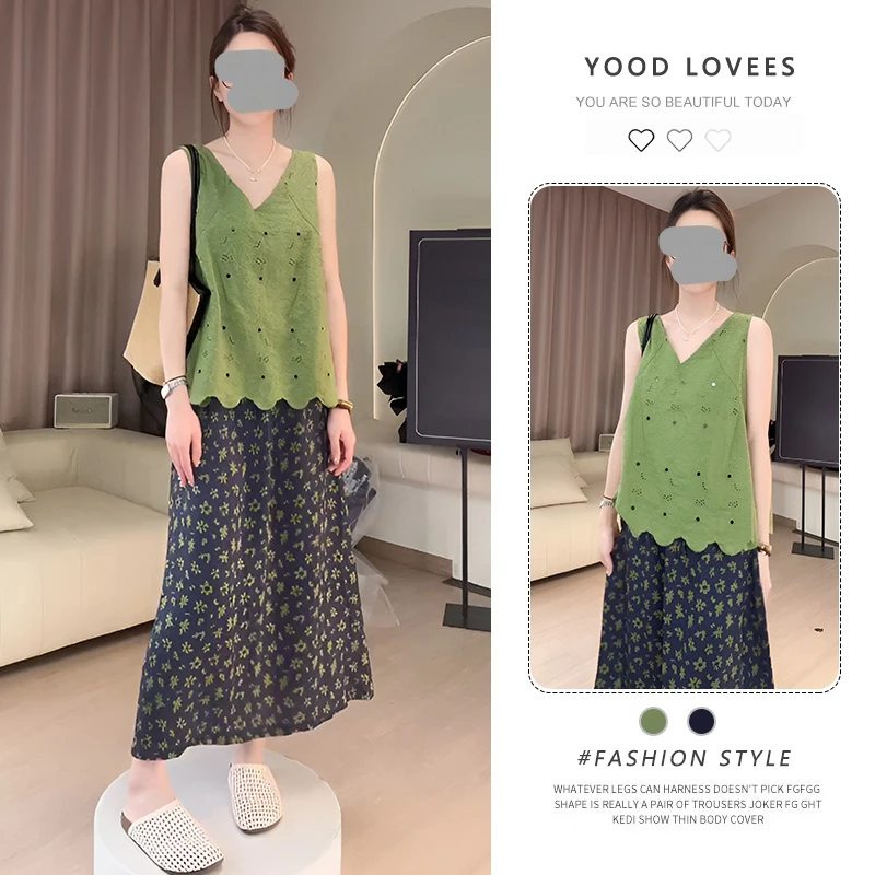 巨好看的夏装一整套裙子女2025新款爆款无袖背心上衣半身裙两件套