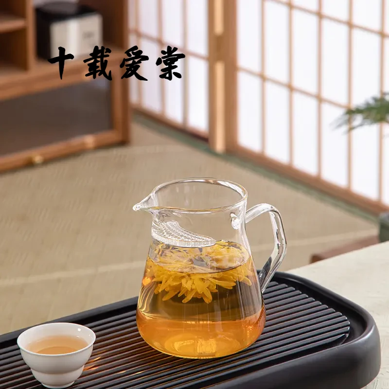十载爱棠月牙公杯家用高品泡茶公杯耐热古朴玻璃公道杯不挂水匀杯
