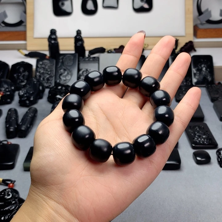 和田玉（墨玉）未镶嵌手串特价16mm