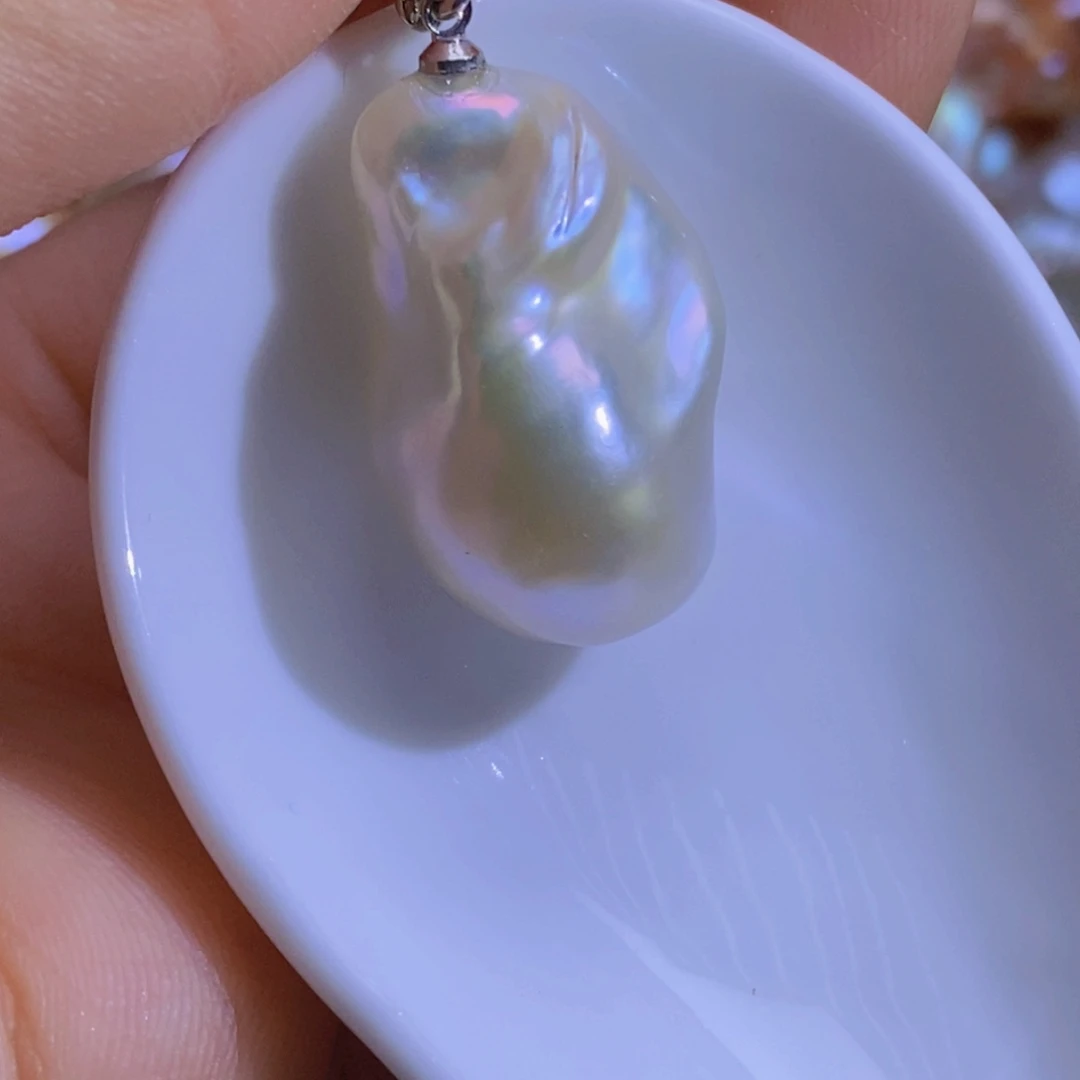 银S925镶嵌淡水珍珠微瑕