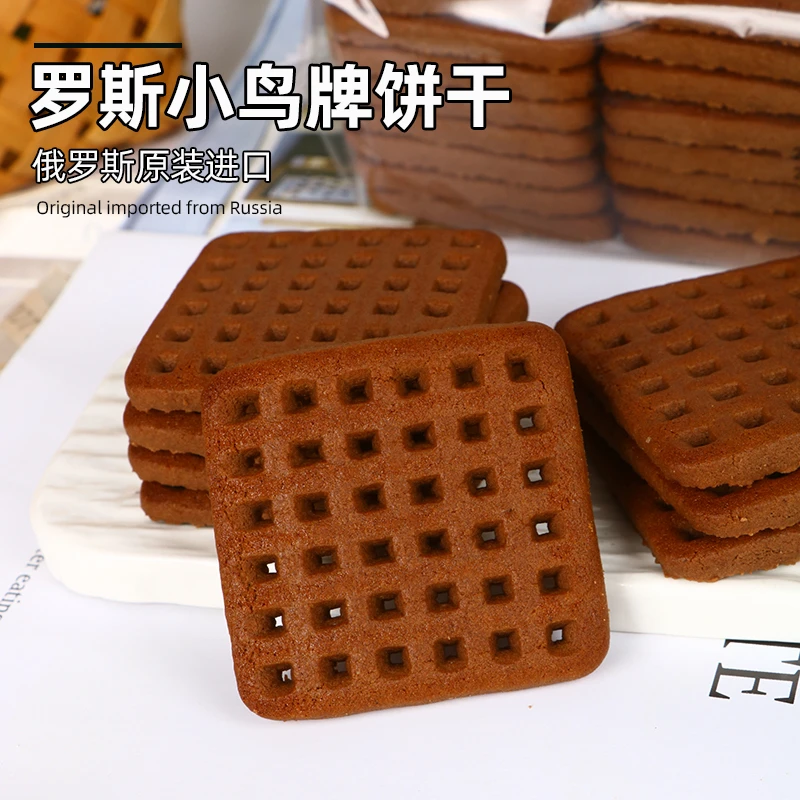 【拍一发三】俄罗斯进口罗斯小鸟牌巧克力味乡村饼干390克/袋