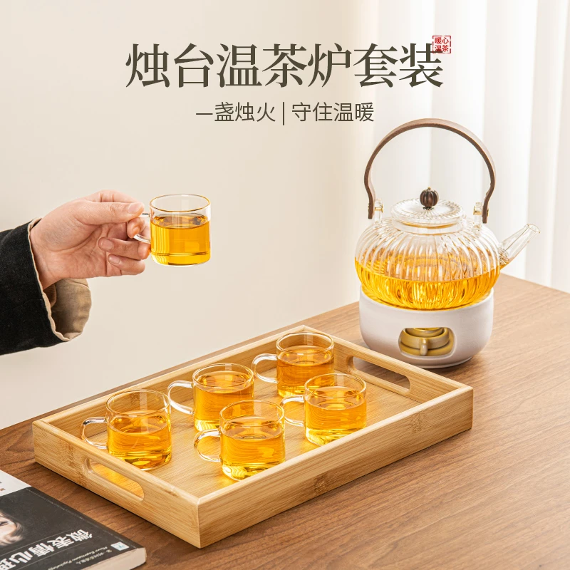 白陶海浪温茶炉轻奢高档大容量暖茶炉多功能简约中式暖茶炉提梁壶