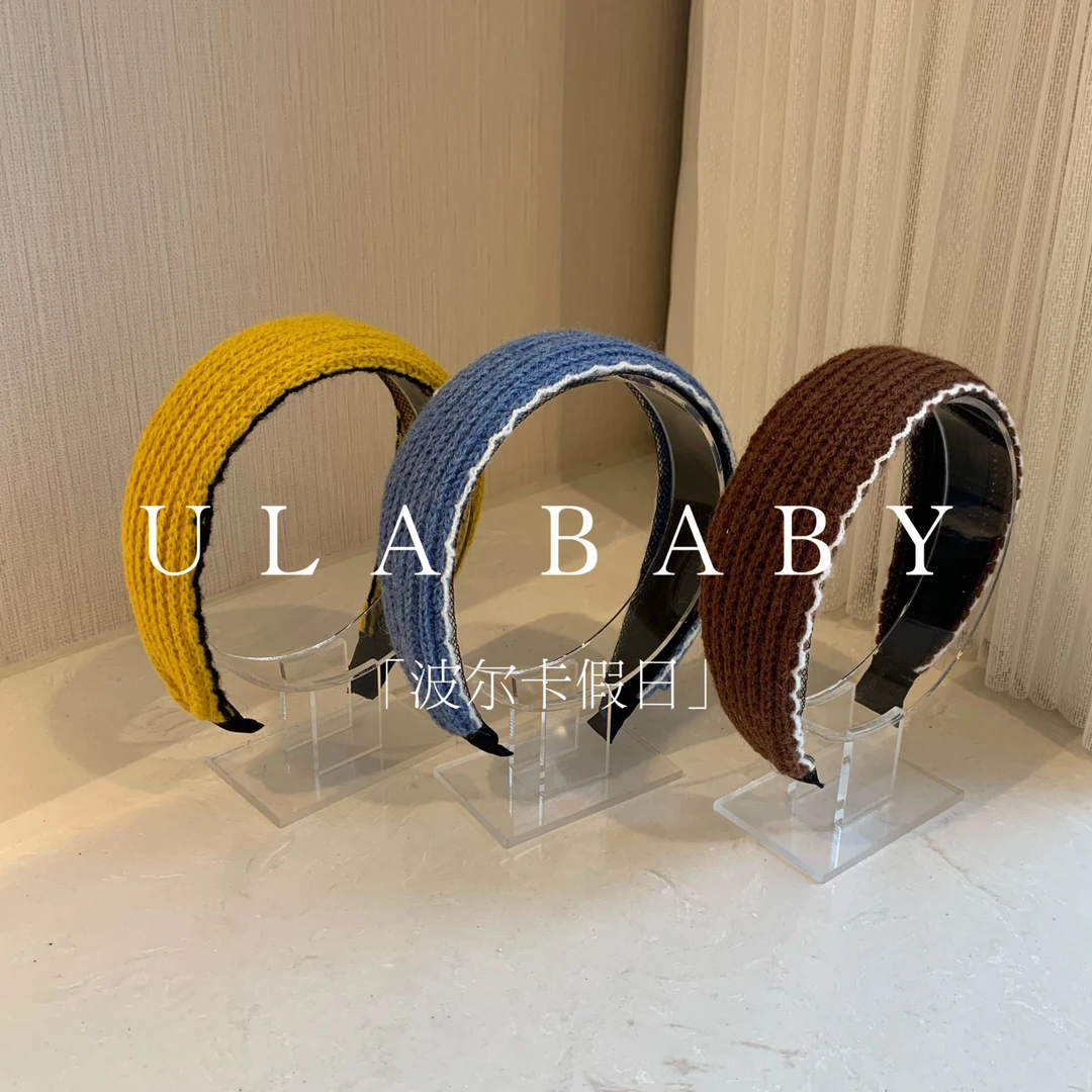 【喜儿ula】9-21-4「波尔卡假日」复古针织时尚高颅顶轻奢纯色发箍