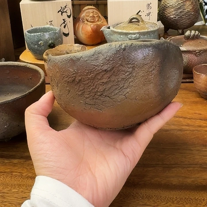 ****️铃木美基备前烧山土抹茶碗福利一口价