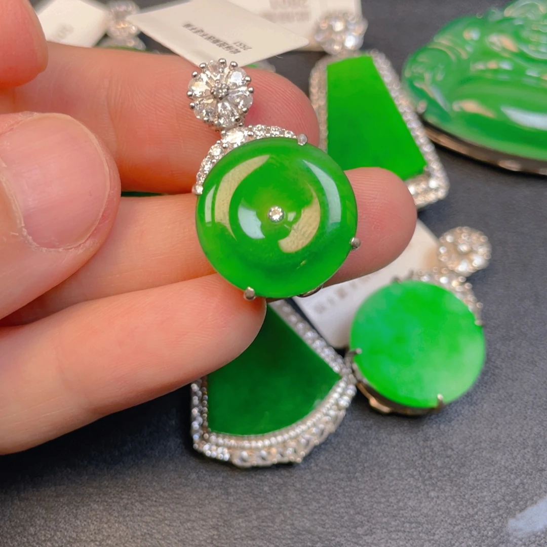 翡翠银S925镶嵌吊坠(不含链)