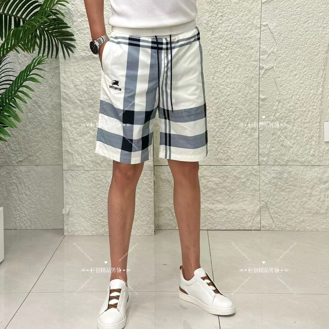 新款男士格子微弹夏季少女休闲速干美式五分短裤裤子