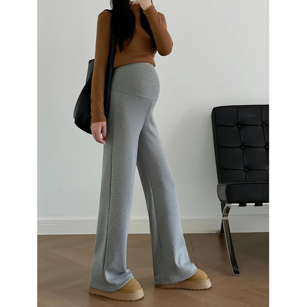 孕妇直筒阔腿针织裤子春夏季新款外穿保暖无托腹秋冬加绒加厚长裤