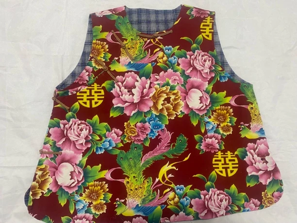 纯手工老布棉布凤凰盘扣斜襟马甲民族风春季新品（可订做）