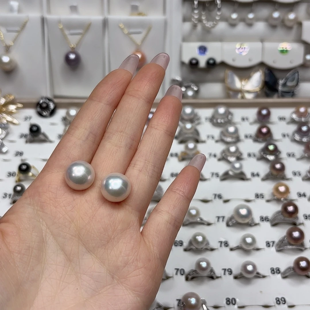 豆****淡水珍珠耳饰银S925镶嵌
