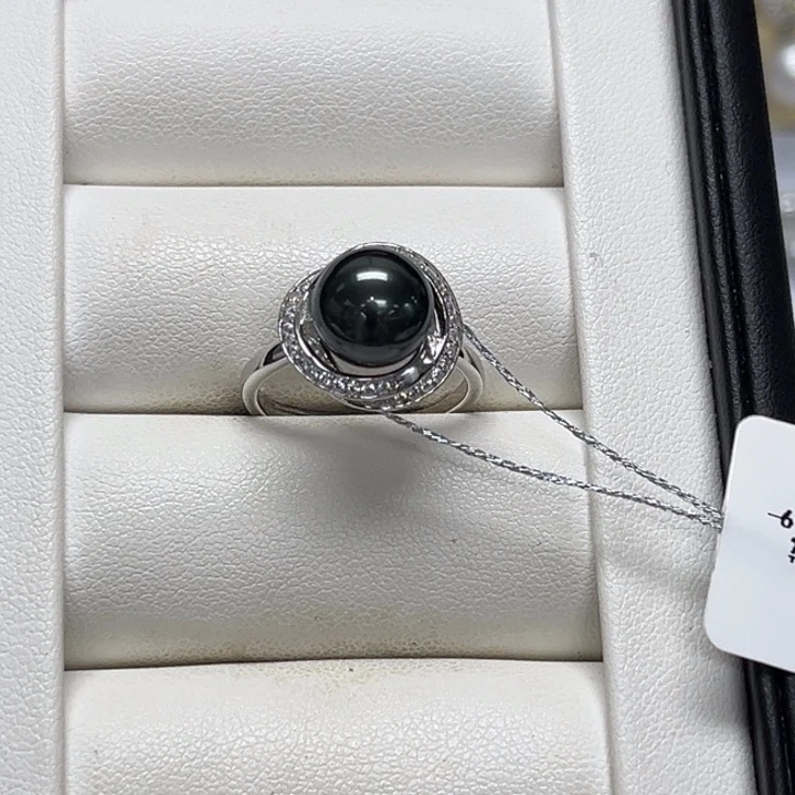 海水珍珠银S925镶嵌戒圈9-10mm 67号