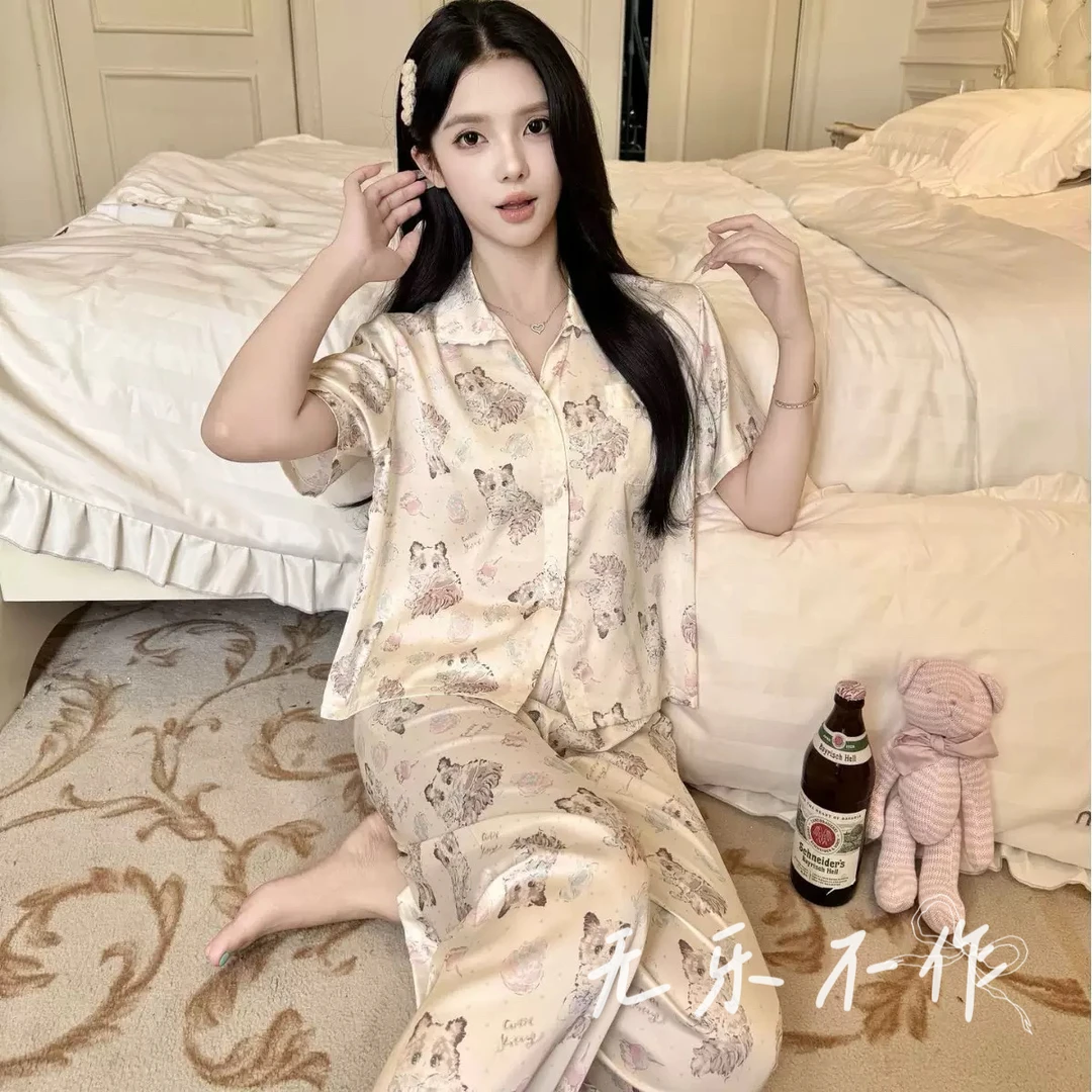 黄油布偶睡衣三件套家居服可爱甜美舒适春夏少女感缎面原创网红