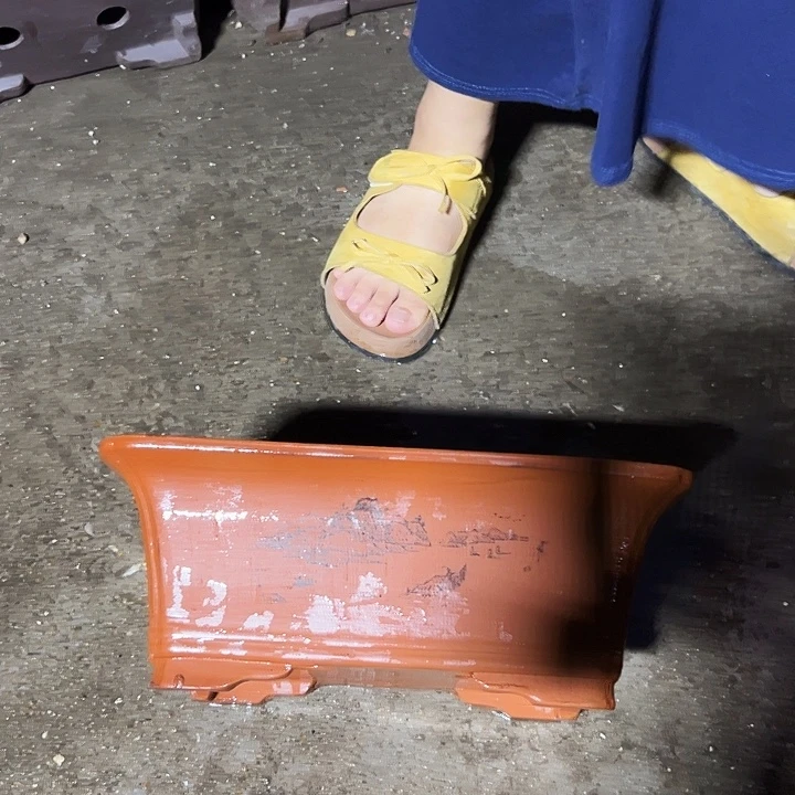 32红泥切角马槽花盆花盆