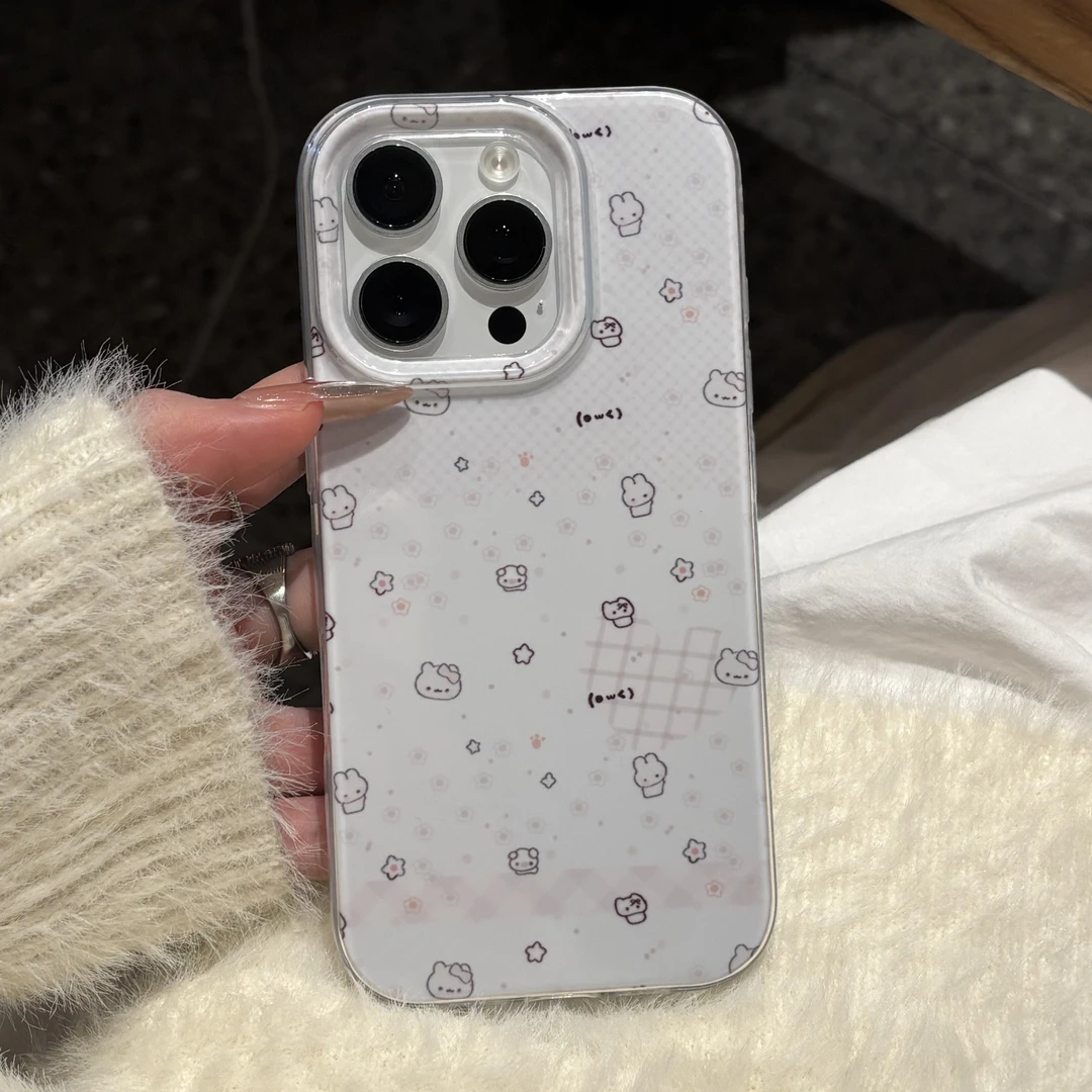 创意软萌小兔适用苹果17/16pro果冻二合一手机壳iPhone15promax套