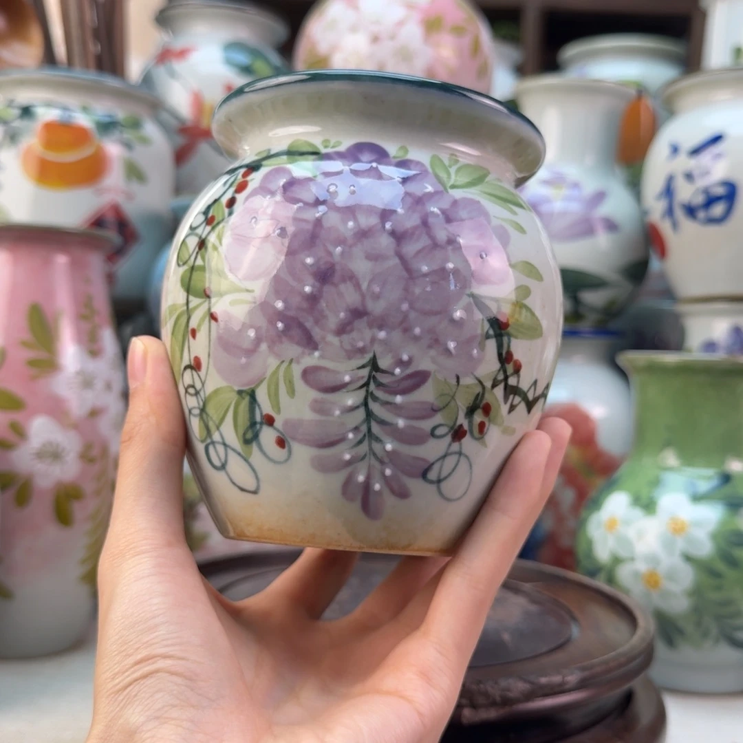 景德镇陶瓷手绘花瓶无孔