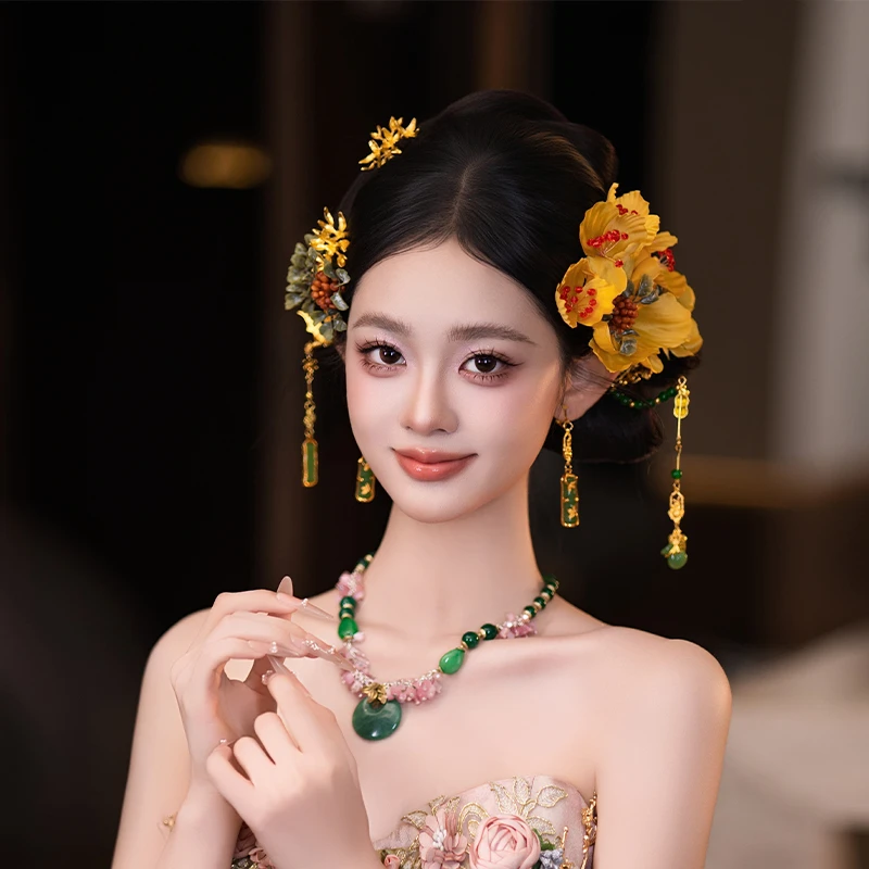 合金布艺婚庆饰品 新中式新娘国风优雅高级感跟妆婚礼配饰MT0156