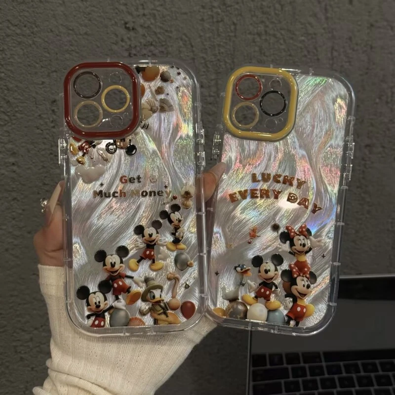 适用苹果16羽纱奶油手机壳iPhone15money米奇公仔华为mate70小米