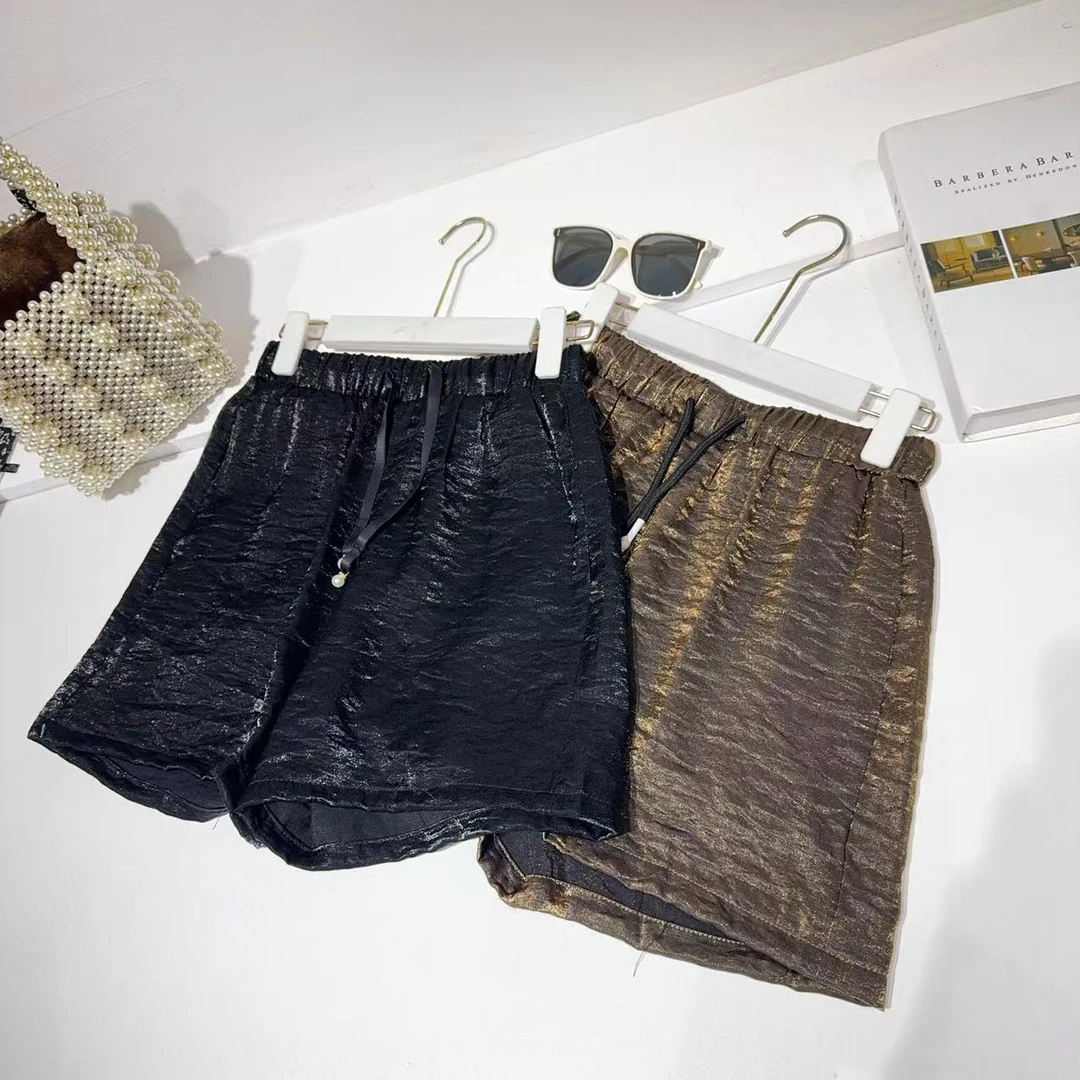 XYY S腰68-92长43丝滑光泽感松紧腰系带欧货气质短裤 9580