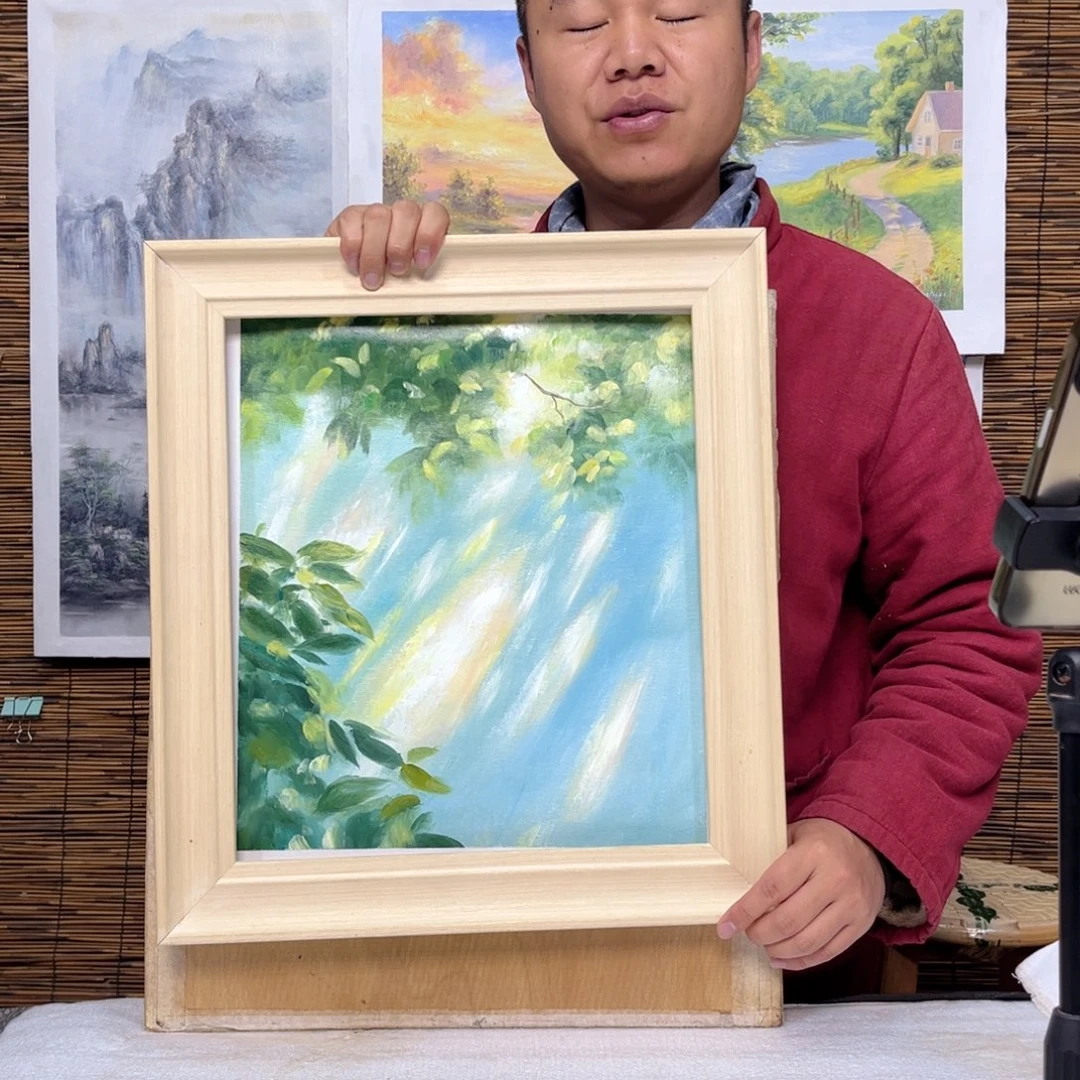 油画行路人小院绘画作品竞拍