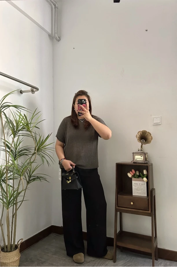 设计师品牌超显瘦垂顺直筒拖地裤大码女装百搭女裤