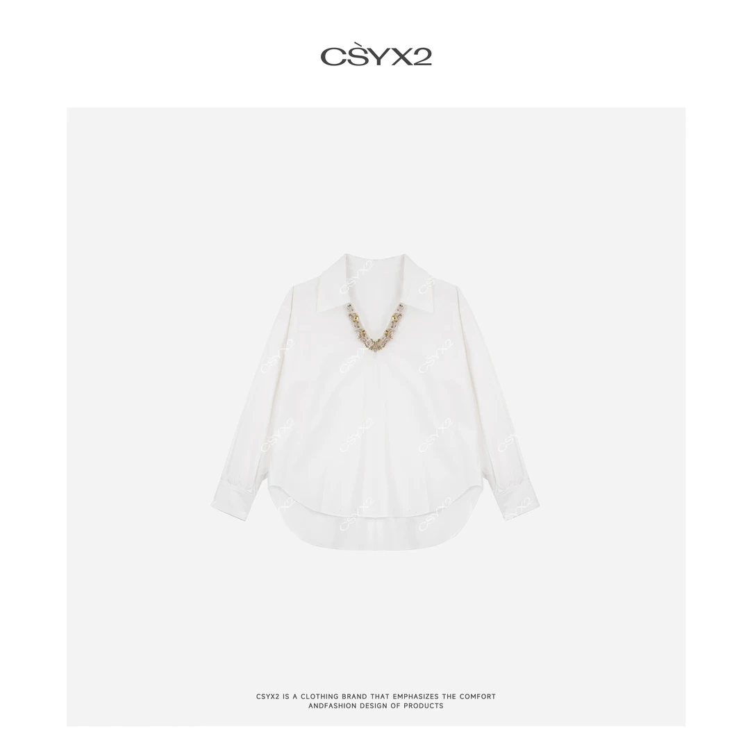 CsyX2-2025S/S早秋新款“金银花”100棉V领衬衫CA5CC022