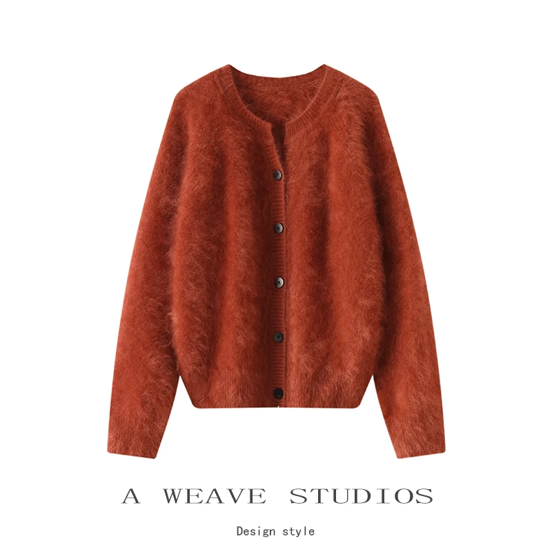 慵懒宽松秋冬新款加厚拉拢开衫女山羊绒纯色百搭外套