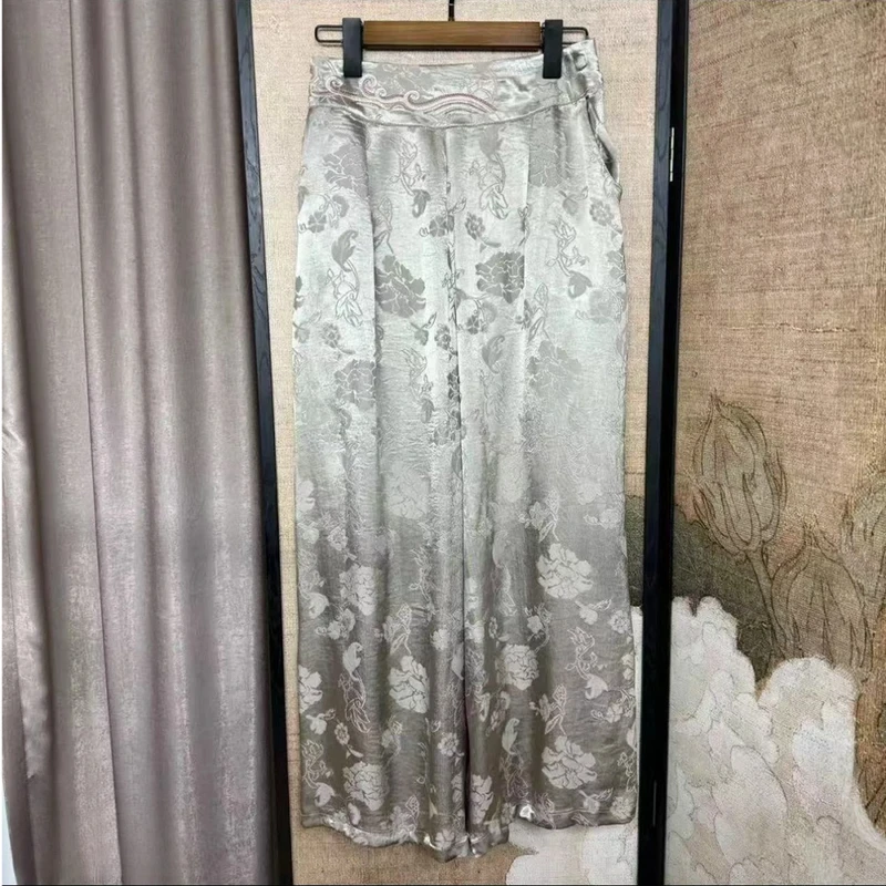 1003【云深】海波浪提花印花刺绣裤