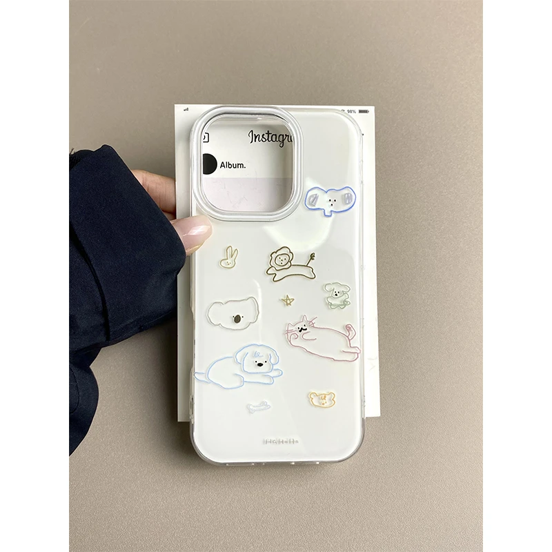 奥菲顿彩线条动物园适用iPhone1615大孔手机壳华为vivo小米oppo套