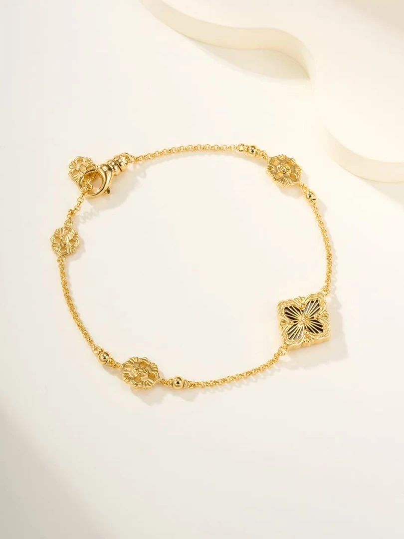 18K金玫瑰金单花手链