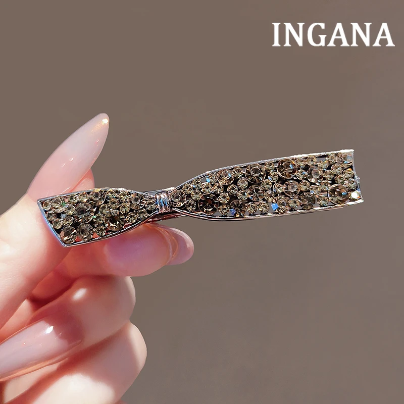 枪黑水钻刘海侧边发夹金属碎发夹子头饰精致鸭嘴夹发卡蝴蝶结边夹