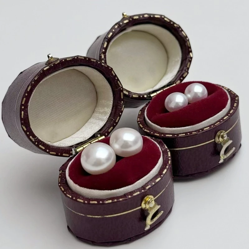 极光大耳钉 10-11mm淡水无核天然珍珠（馒头形）附赠小珍珠耳钉一对