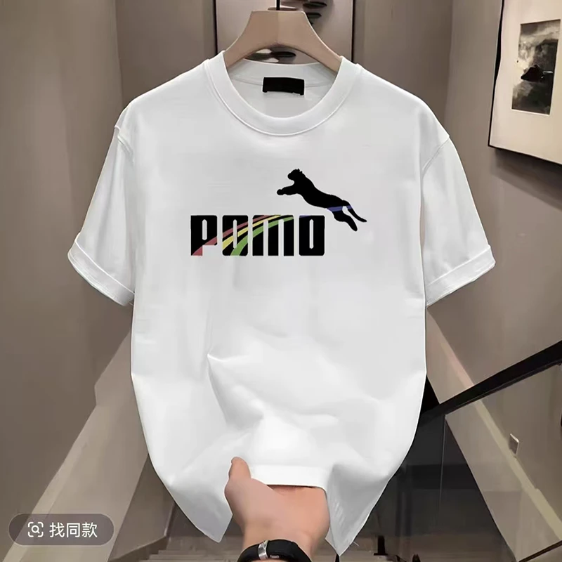 重磅纯棉T恤短袖T恤男女同款时尚印花宽松圆领夏季百搭半袖运动