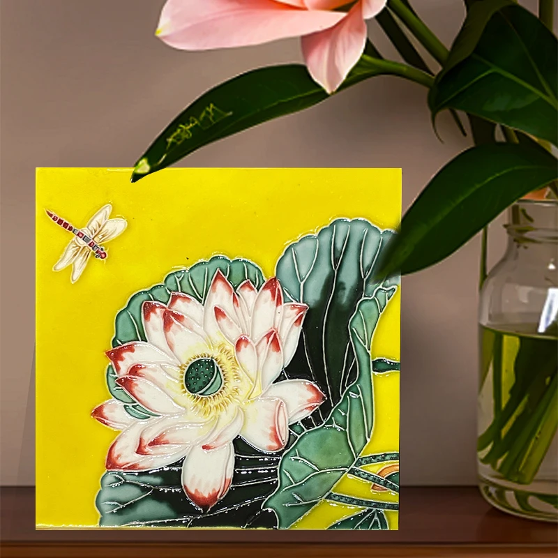 【15*15cm】瓷板画玄关客厅立体浮雕装饰釉面隔热摆件款