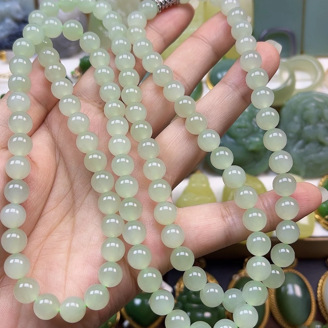 和田玉未镶嵌项链108颗卡8