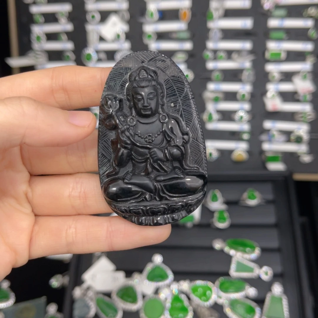 翡翠戒指银S925镶嵌翡翠吊坠