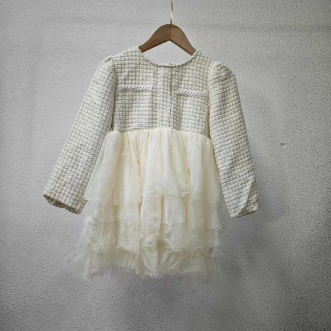 唯琳剪标 8仓B2-4-3142款 杏色网纱小香连衣裙