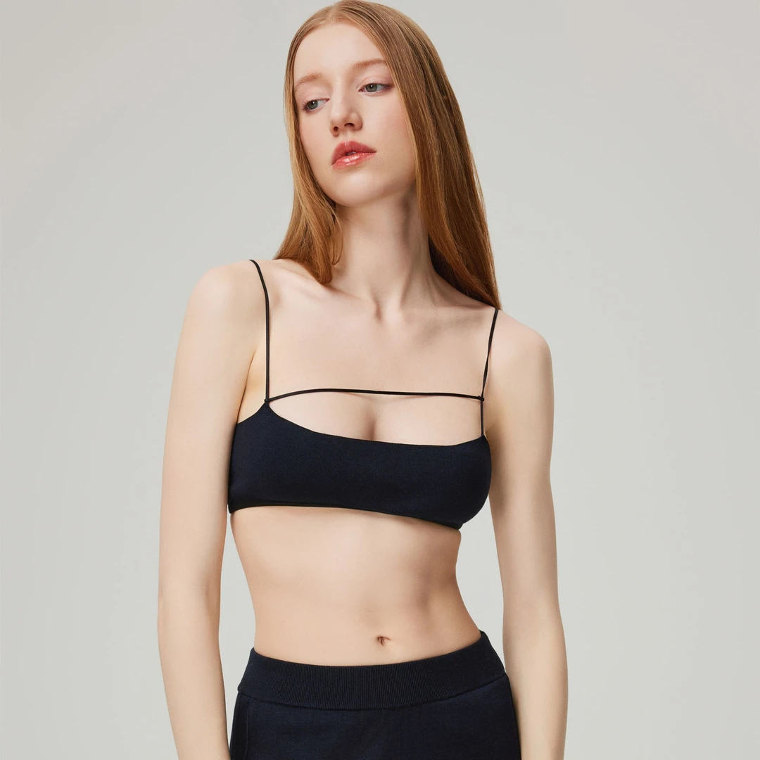 【真宠可机洗】法式细肩带真丝裸感无痕文胸高级感可外穿美背抹胸