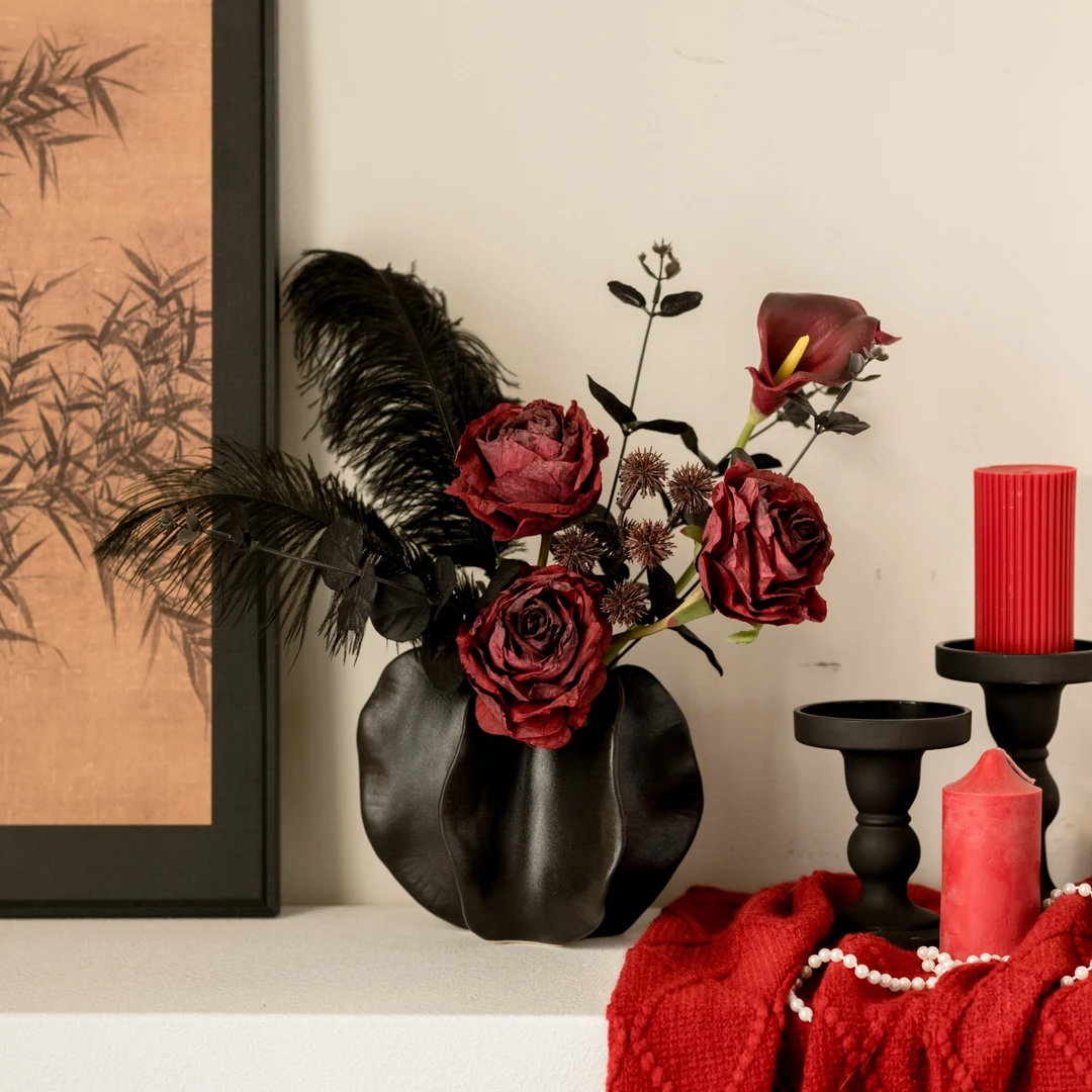 复古仿真花束假花摆设客厅餐桌装饰品乔迁新居礼品异性花瓶摆件