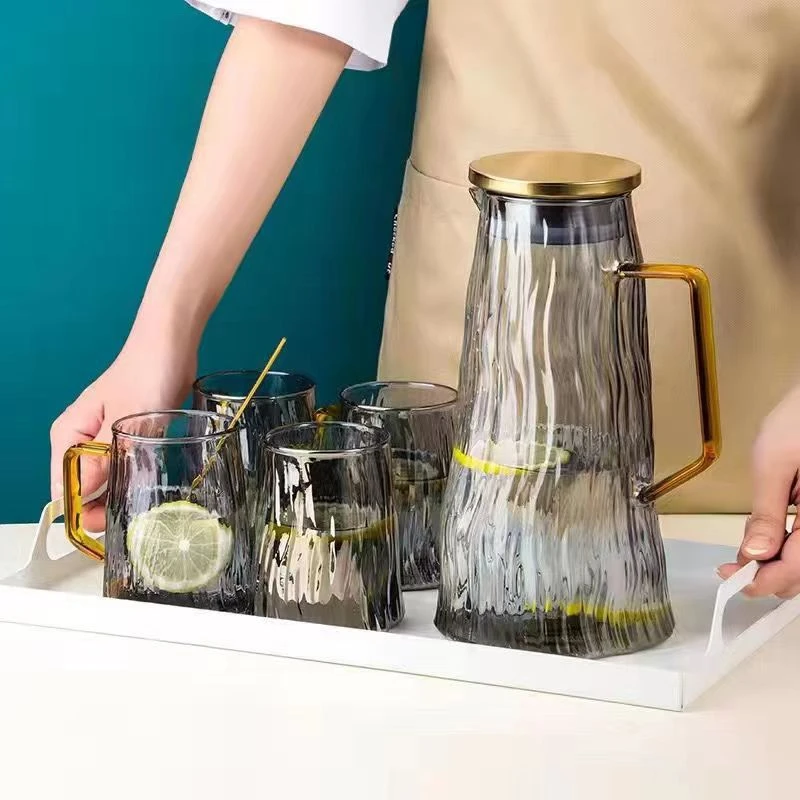 家用客厅冰川纹冷水壶玻璃耐高温水壶大容量高硼硅凉白开玻璃水壶