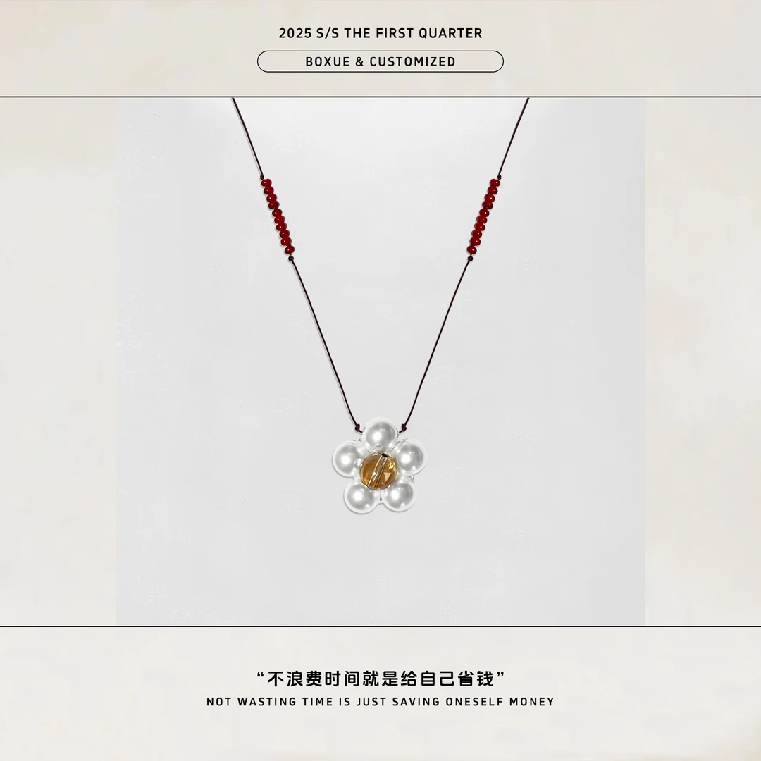 非金属涤纶项链  非金属贝珠项链 BOXUE 珍珠项链#250331S003