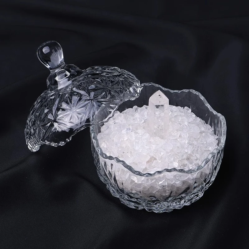 天然消磁白水晶碎石原石标本宝石摆件手链消磁石净化水晶碗消磁碗