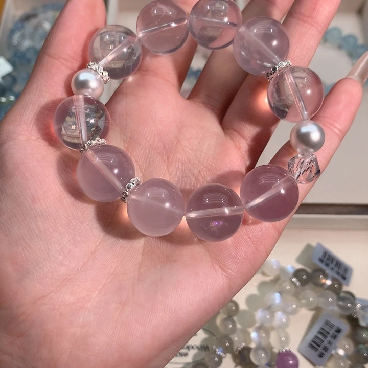 水晶手链未镶嵌粉晶手链