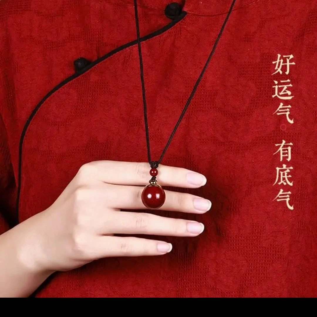 含辰砂工艺品高含量朱砂紫金砂【小苹果转运珠吊坠】内含朱砂粉