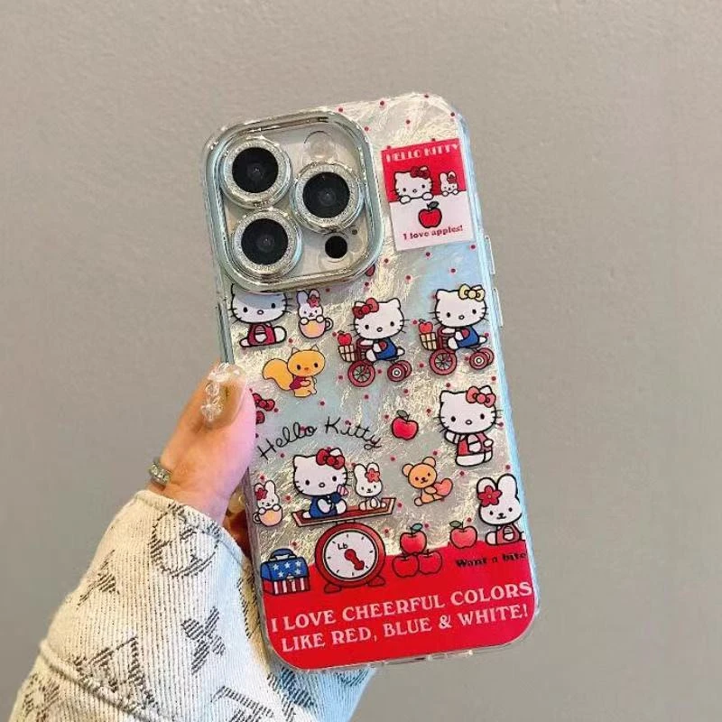 红波点满屏凯蒂猫精孔冰川纹手机壳适用苹果华为OPPO小米VIVO