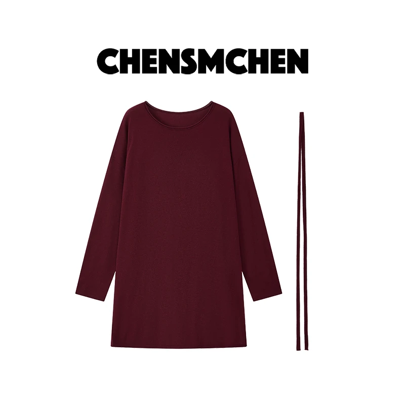 CHENSMCHEN 进口醋酸简约纯色针织衫女休闲宽松显瘦衬衣CSZ7011MX