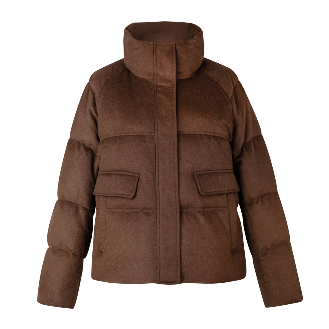 梦燕秋冬女款面料柔软舒适保暖廓形立领休闲长袖鹅绒服4CY11B5035