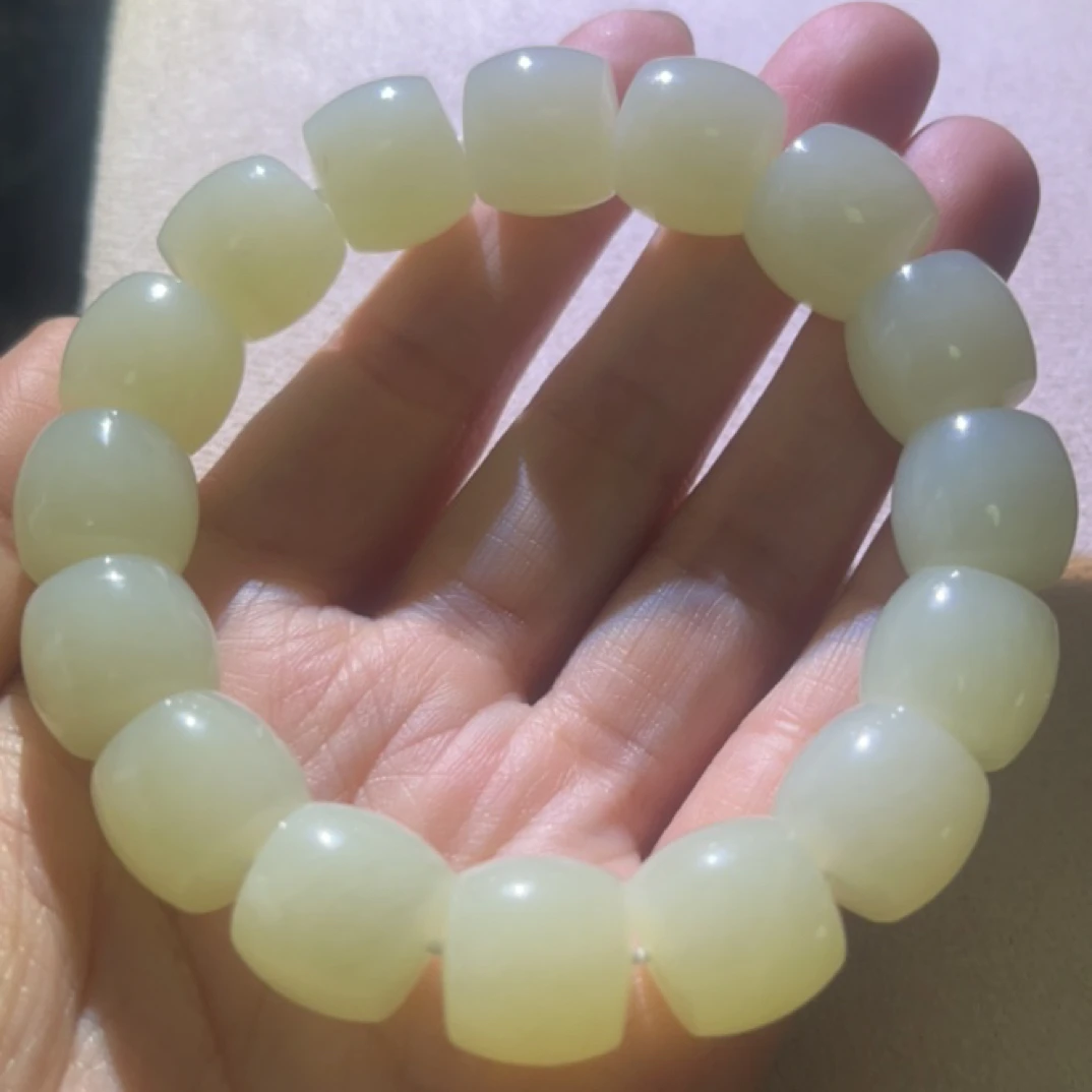 和田玉新疆料1.4直切男款手链