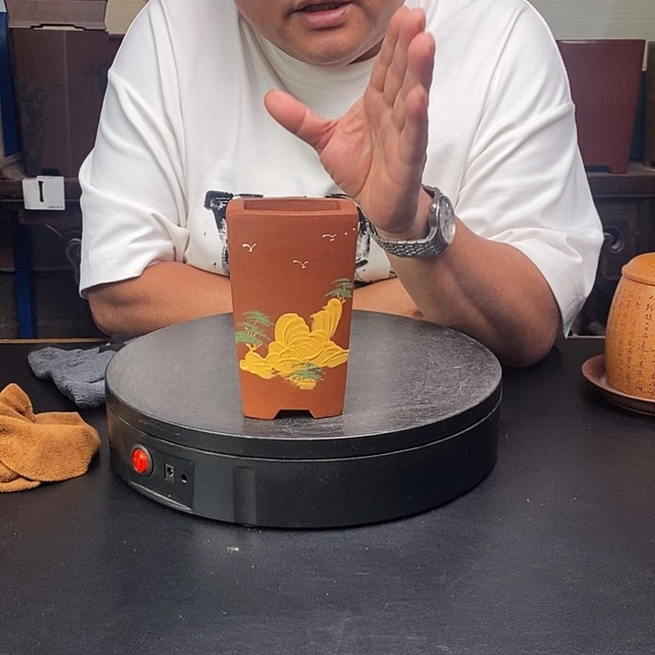 紫砂花盆货号一只泥绘红扁