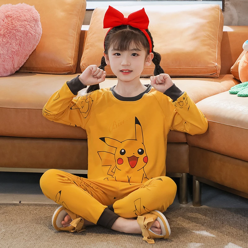 伊束姿女童秋衣秋裤秋冬季新款德绒保暖中大童家居服儿童睡衣女
