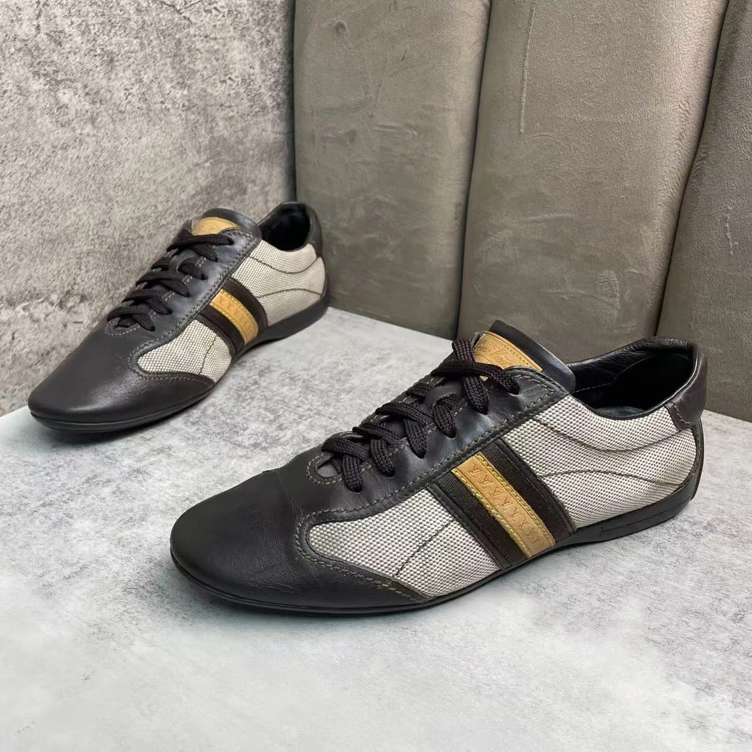 95新 LouisVuitton/路易威登 棕色皮革透气板鞋/38.5码/福利款