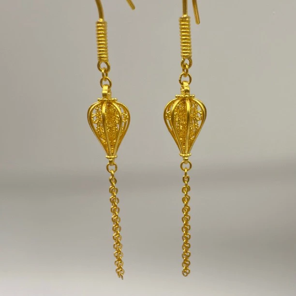 足金999 古风气质耳钉耳饰